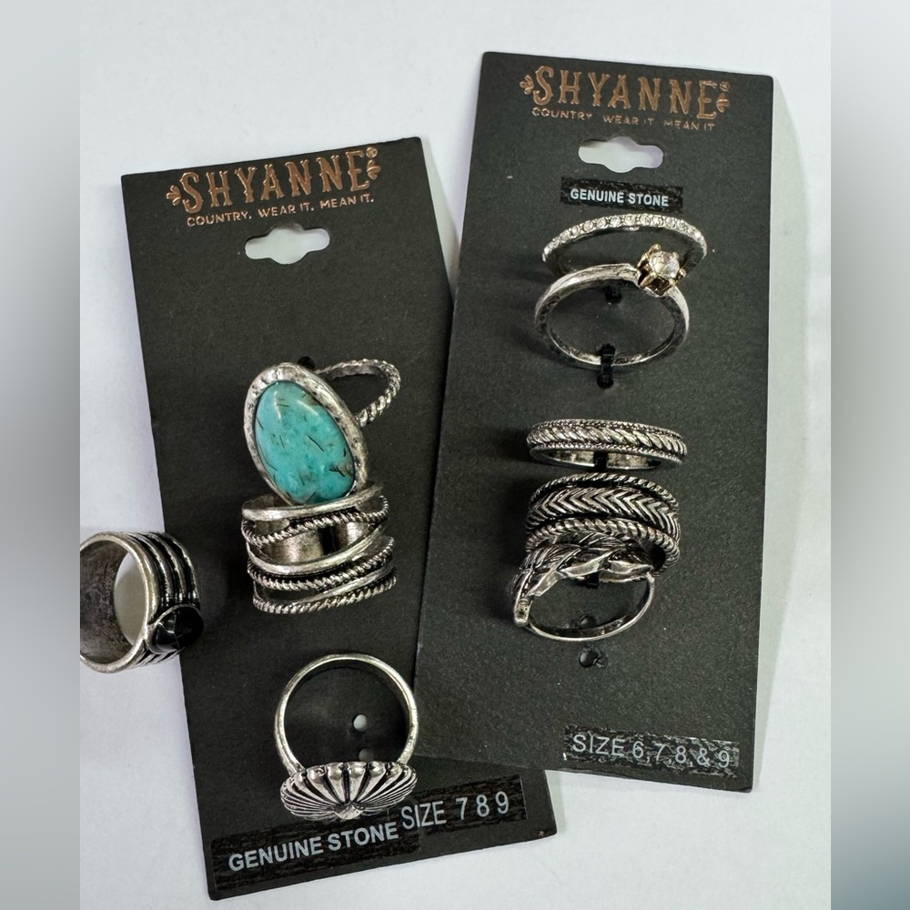 Shyanne Silver and Blue Bohemian Rings